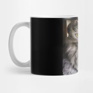 Green Eyes Grey Fur Mug